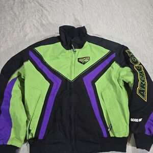 VTG Arctic Cat Neon Green & Purple Jacket — Logo Patch Shell With GORE-TEX S XL